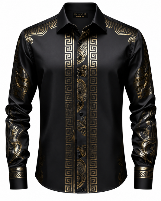 BHS - Luxury Dress Shirt Shine Gold Patterns
