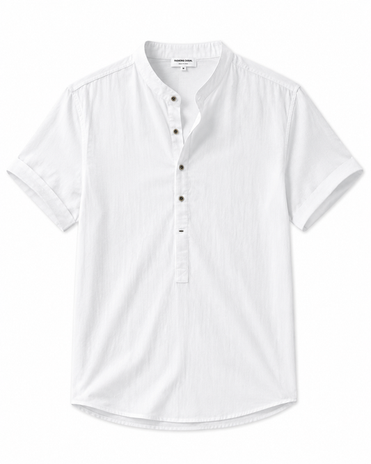 BHS - Luxury Cotton Henley Beach Shirt – Lightweight Summer Style