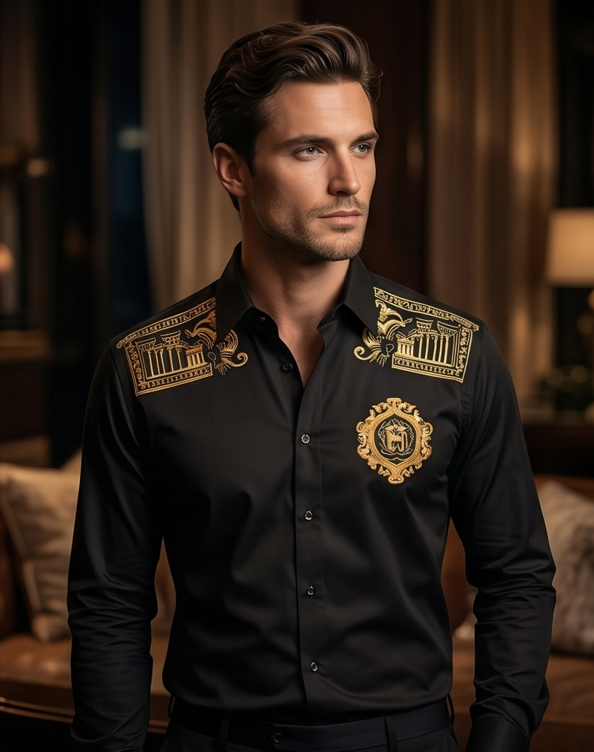 BHS - Luxury Dress shirt Gold Embroidery