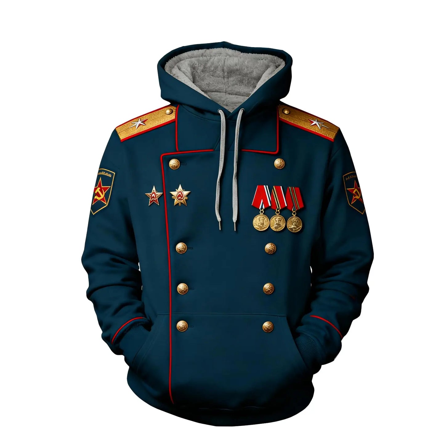 NEW BHS - 3D Historical Hoodies Famous Marshal Uniform Fleece Lined Sweatshirt Creative Hoodie