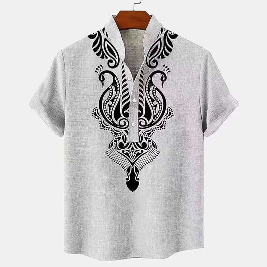 BHS - Premium Full Of Linen Stand Collar Shirt – European Luxury Style