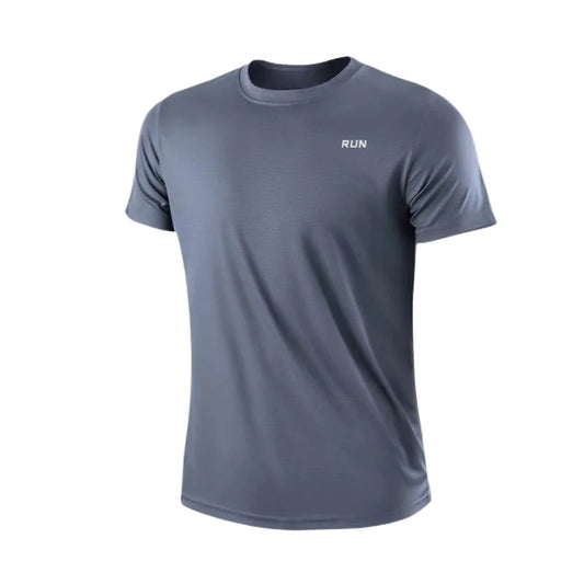BHS - Men's Quick Dry Short Sleeve Gym Running Moisture Wicking Round Neck T-Shirt Training Exercise Gym Sport Shirt Tops