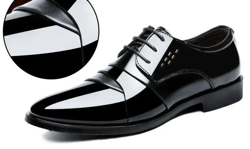 BHS - Luxury Patent Leather Oxford Shoes – Timeless Elegance for Modern Gentlemen Wedding and More .