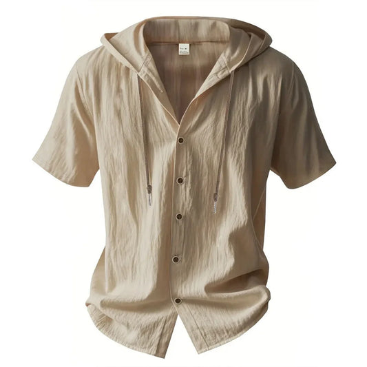 BHS - Luxury Cotton Linen Hooded Shirt – Lightweight & Refined Style