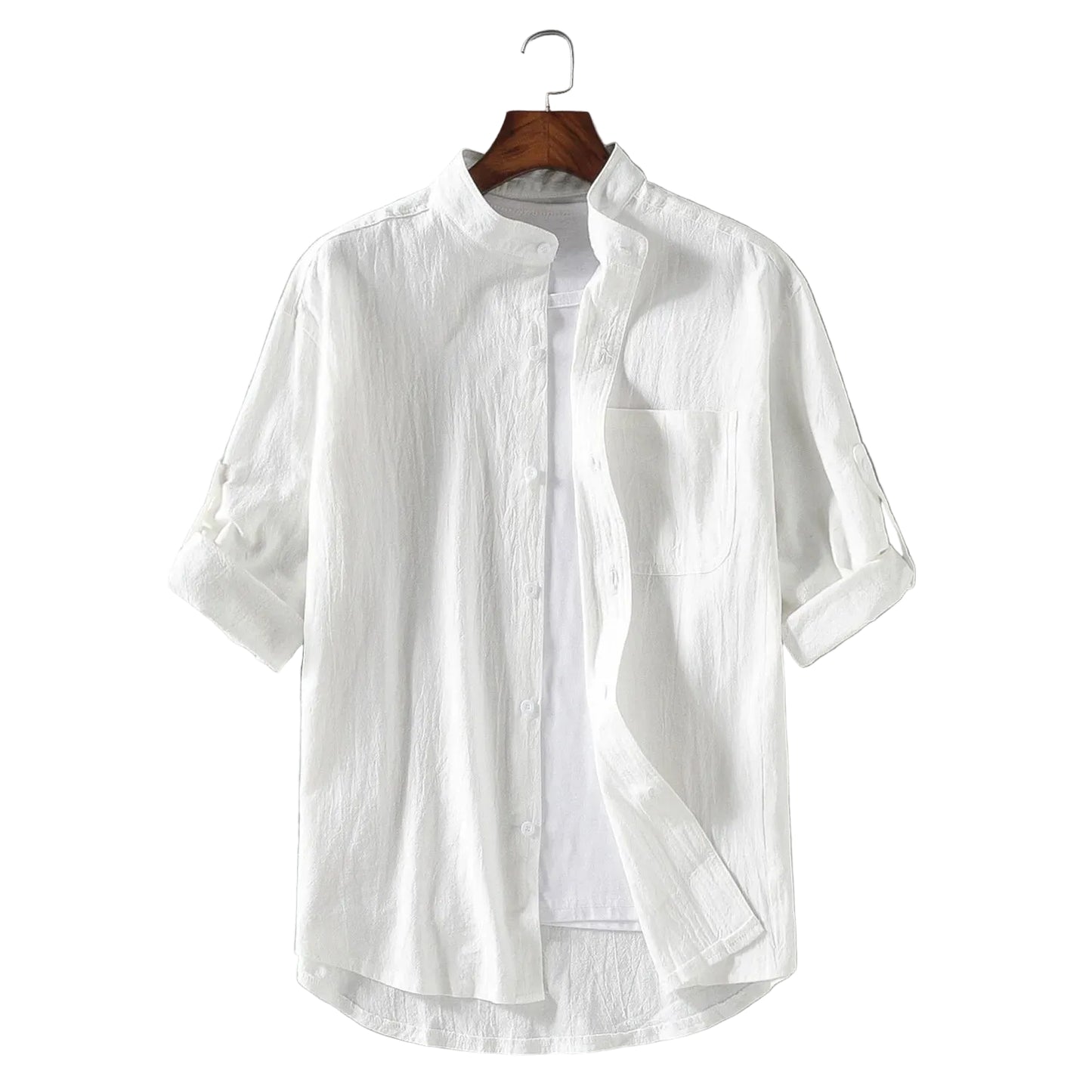 BHS - European Stand Collar Shirt – Modern Luxury Summer Style