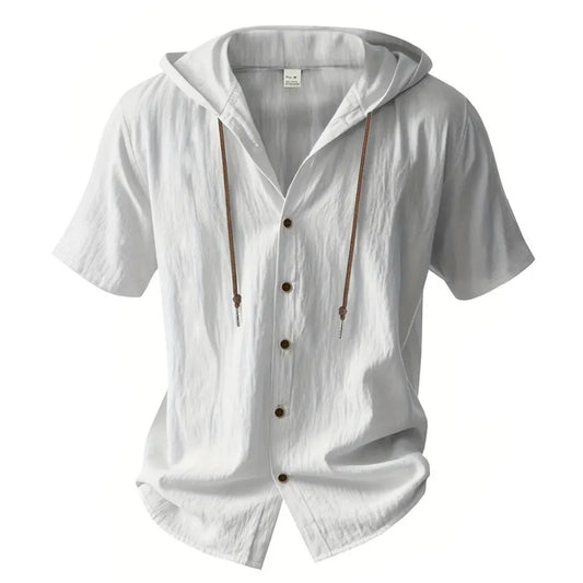 BHS - Luxury Cotton Linen Hooded Shirt – Lightweight & Refined Style