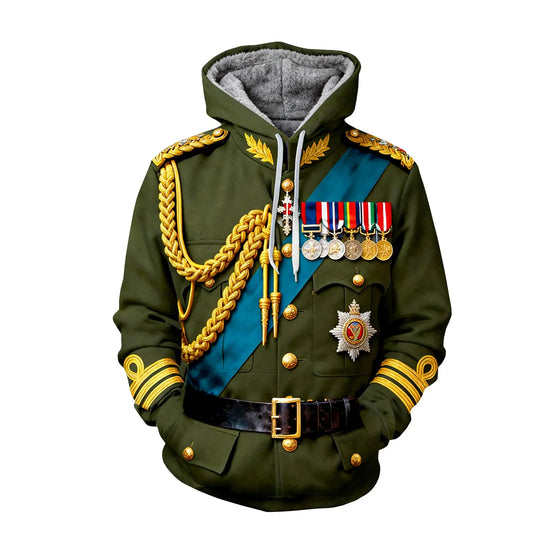 NEW BHS - 3D Historical Hoodies Famous Marshal Uniform Fleece Lined Sweatshirt Creative Hoodie