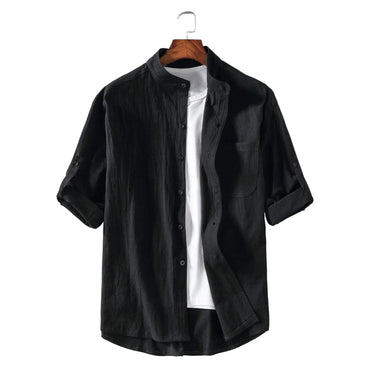 BHS - European Stand Collar Shirt – Modern Luxury Summer Style