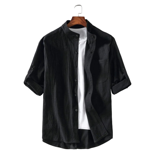 BHS - European Stand Collar Shirt – Modern Luxury Summer Style