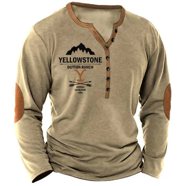 BHS - Vintage Men's T Shirt Yellowstone National Designs Long Sleeve
