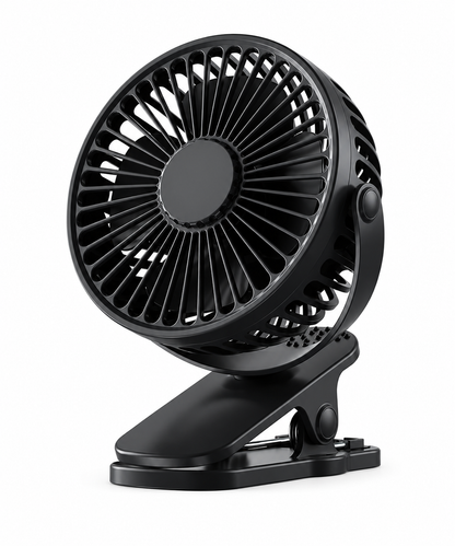 BHS – Tragbarer USB-Schreibtischventilator mit Clip – Leiser 3-Stufen-Ventilator mit 720° verstellbarer Rotation