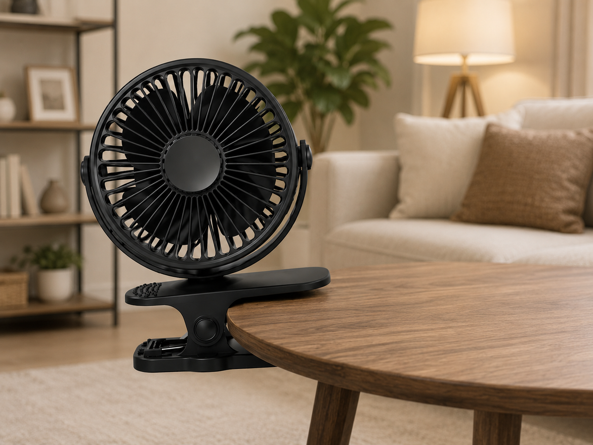 BHS – Tragbarer USB-Schreibtischventilator mit Clip – Leiser 3-Stufen-Ventilator mit 720° verstellbarer Rotation