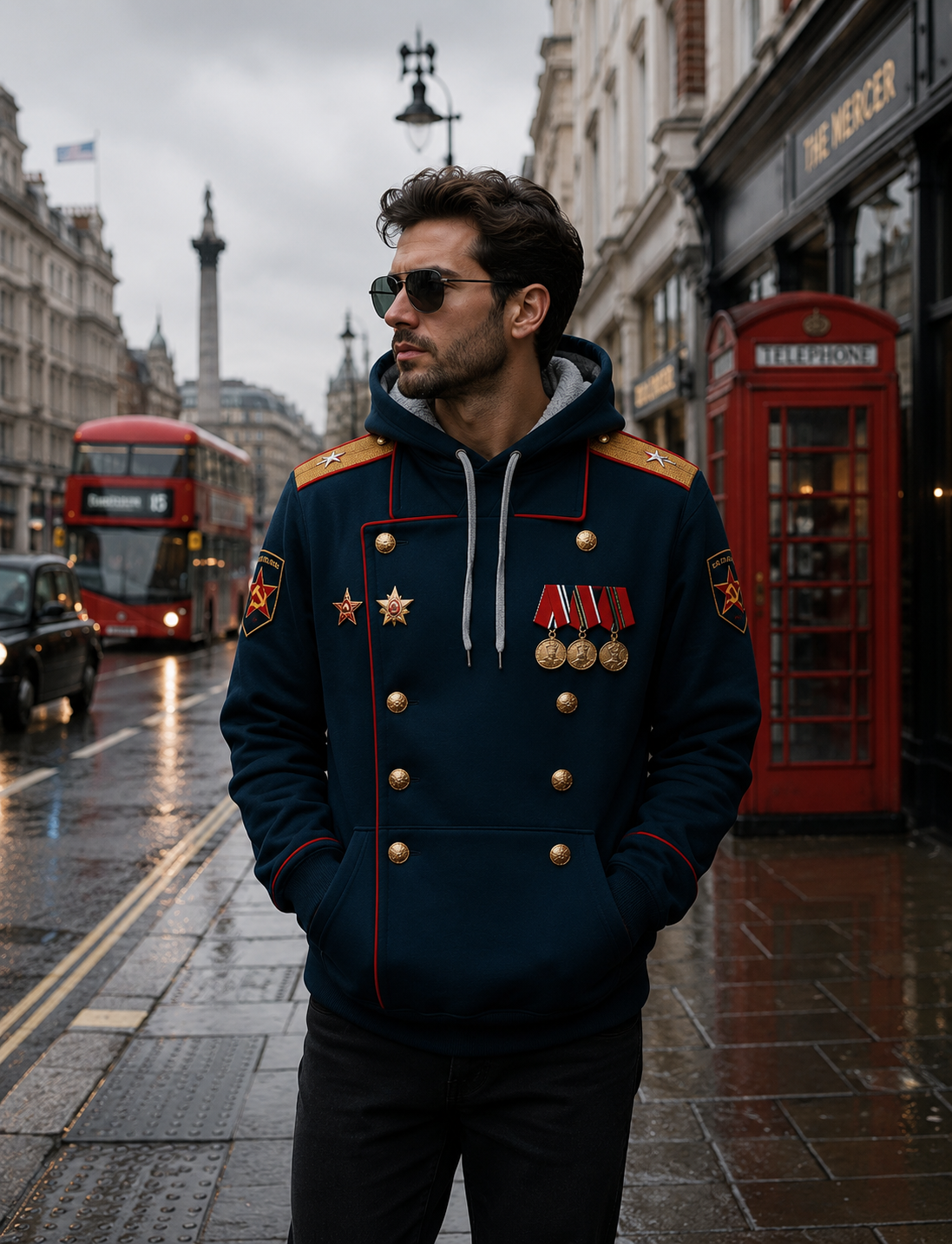 BHS -  3D Marshal Uniform Hoodies, Fleece Lined Sweatshirt Creative Hoodie