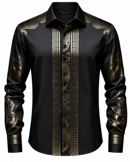 BHS - Luxury Dress Shirt Shine Gold Patterns
