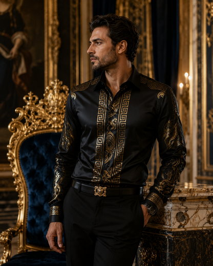 BHS - Luxury Dress Shirt Shine Gold Patterns