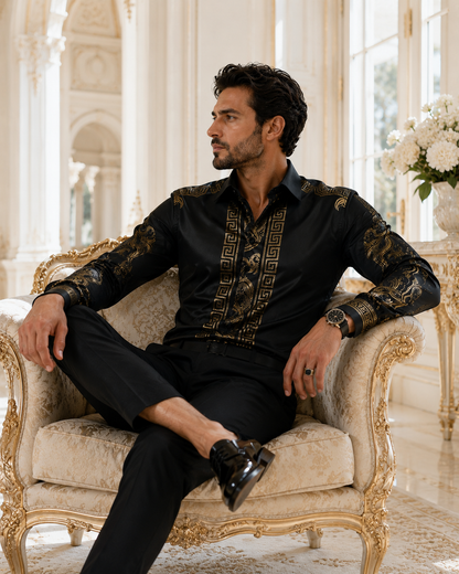 BHS - Luxury Dress Shirt Shine Gold Patterns