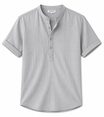 BHS - Luxury Cotton Henley Beach Shirt – Lightweight Summer Style