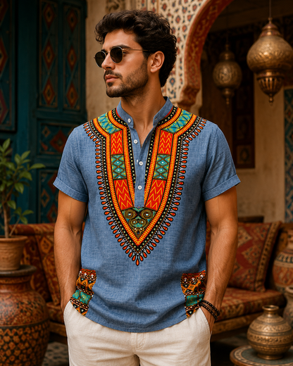 BHS - Premium Full Of Linen Stand Collar Shirt – European Luxury Style