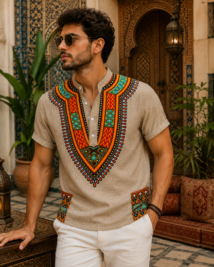 BHS - Premium Full Of Linen Stand Collar Shirt – European Luxury Style