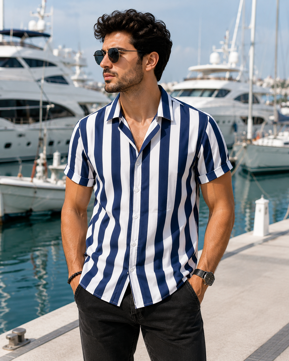 BHS - Striped Shirt, Classic And Trendy Style, Malty Color Premium Summer 2026 - Limited Edition