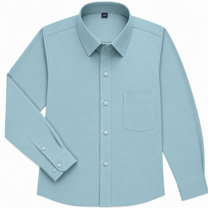 BHS – Neues Mode-Bügelfrei-Hemd, knitterfrei, klassisch, einfarbig, Business Casual, weich, Langarm-Hemden.