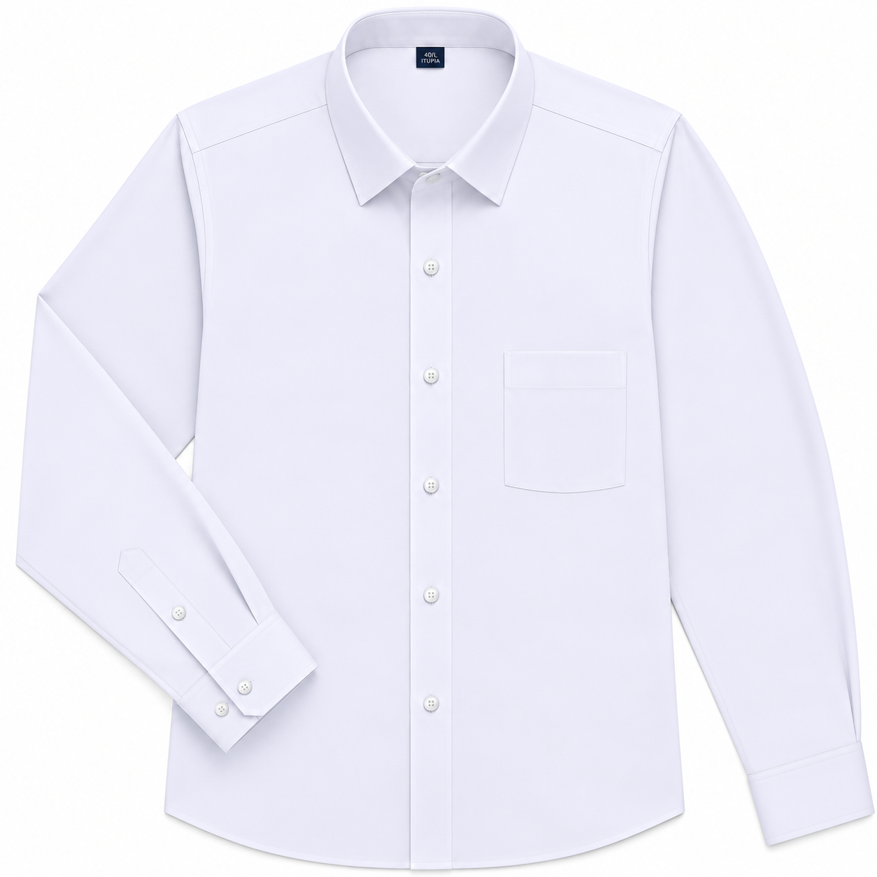 BHS – Neues Mode-Bügelfrei-Hemd, knitterfrei, klassisch, einfarbig, Business Casual, weich, Langarm-Hemden.