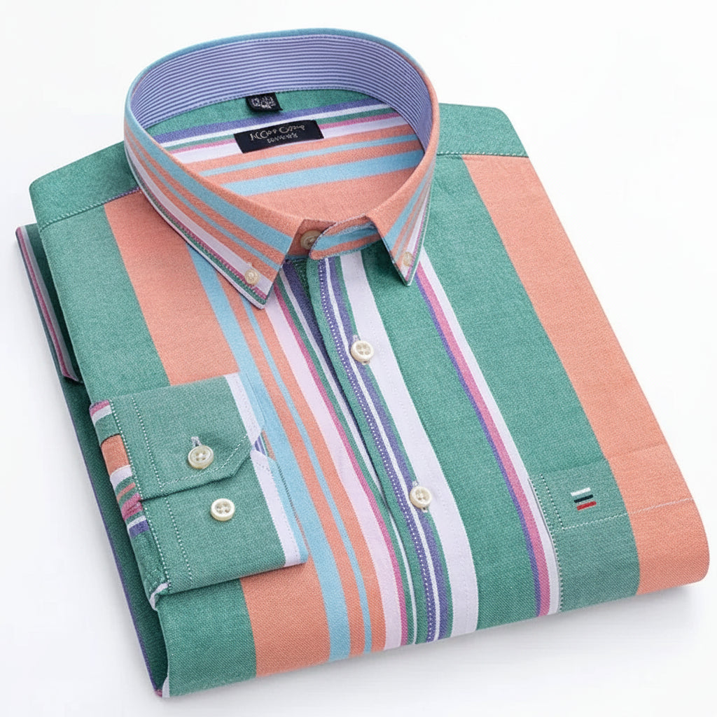 BHS - Premium Cotton Oxford Striped Shirt – Elegant Business Style