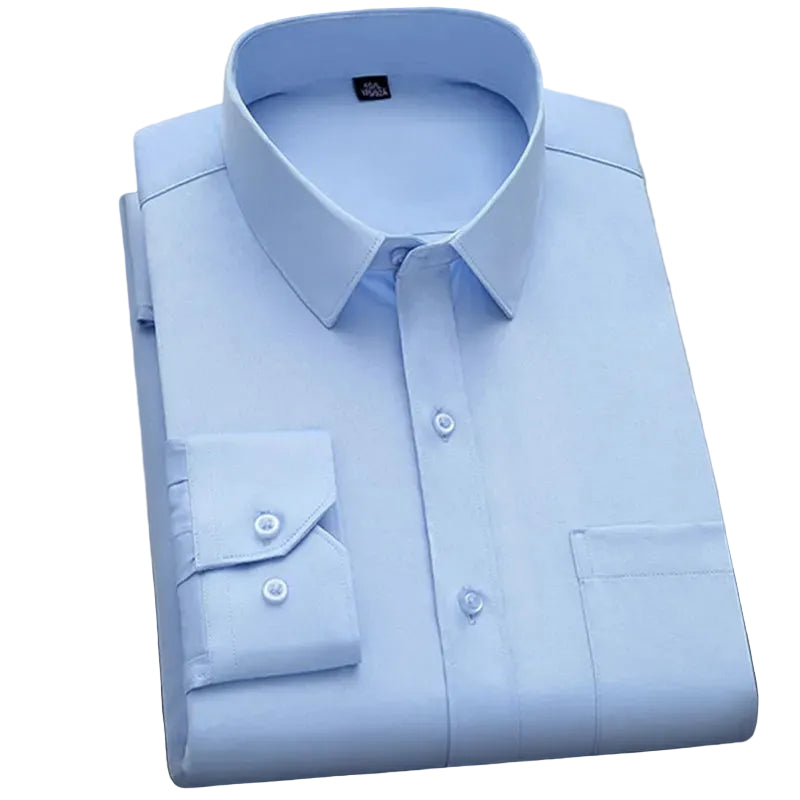 BHS - New Fashion Non-iron Shirt Anti-wrinkle Classic Solid  Business Casual Soft Wear Long Sleeve Shirts .