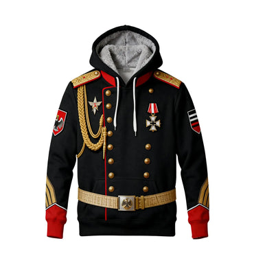 NEW BHS -  3D Historical Hoodies Famous Marshal Uniform Fleece Lined Sweatshirt Creative Hoodie