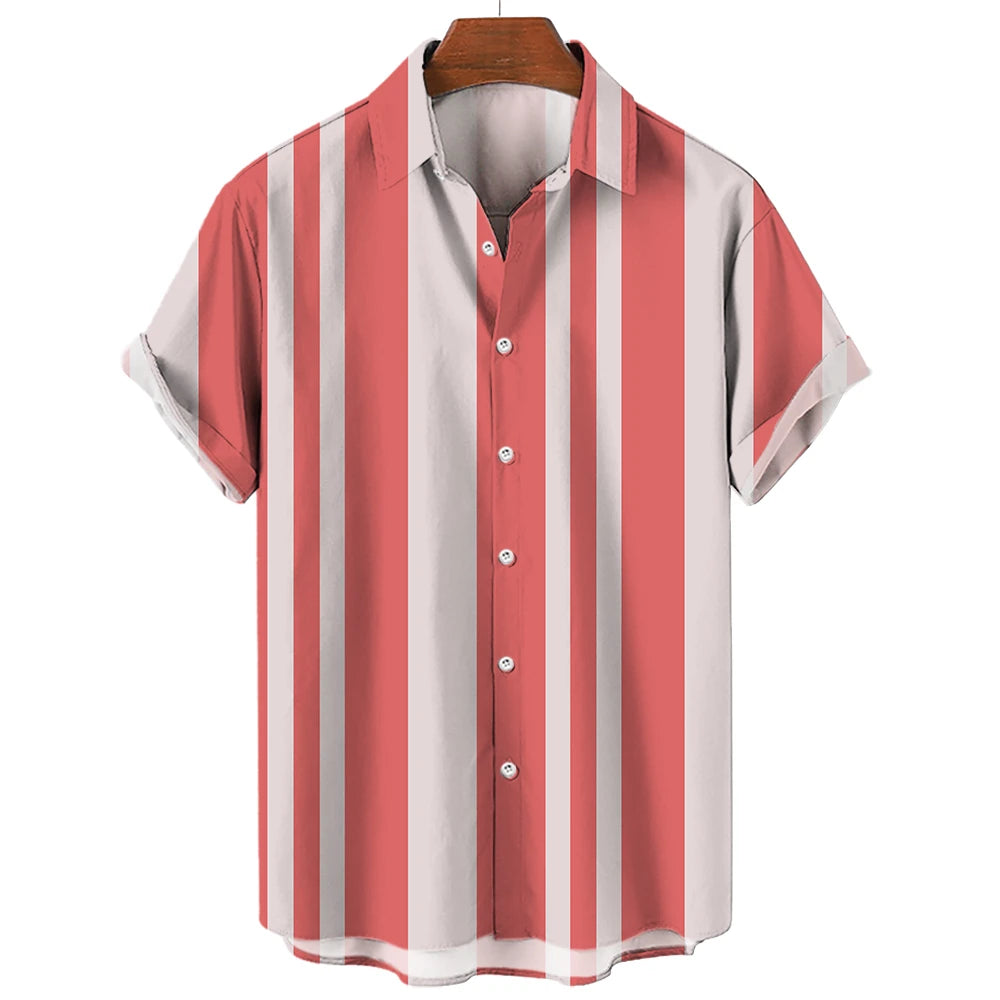 BHS - Premium Summer Striped Hawaiian Shirt – European Summer Style, Malty Color Premium Summer 2026 - Limited Edition