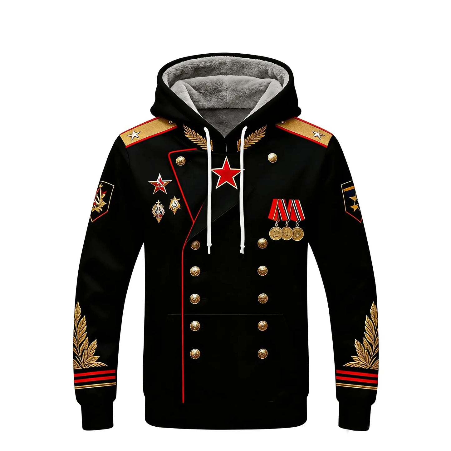 NEW BHS -  3D Historical Hoodies Famous Marshal Uniform Fleece Lined Sweatshirt Creative Hoodie