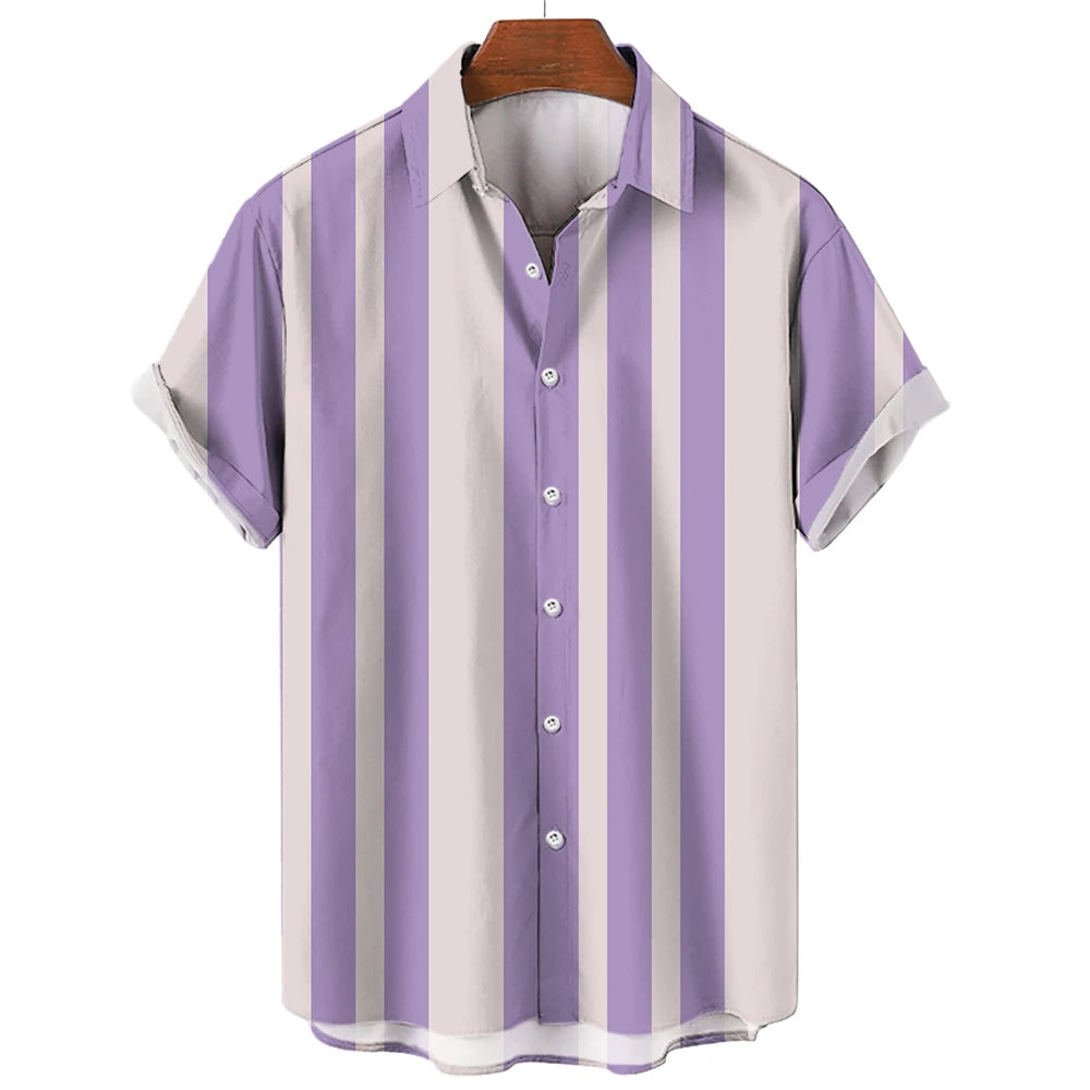 BHS - Premium Summer Striped Hawaiian Shirt – European Summer Style, Malty Color Premium Summer 2026 - Limited Edition