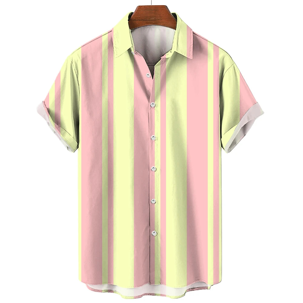 BHS - Premium Summer Striped Hawaiian Shirt – European Summer Style, Malty Color Premium Summer 2026 - Limited Edition
