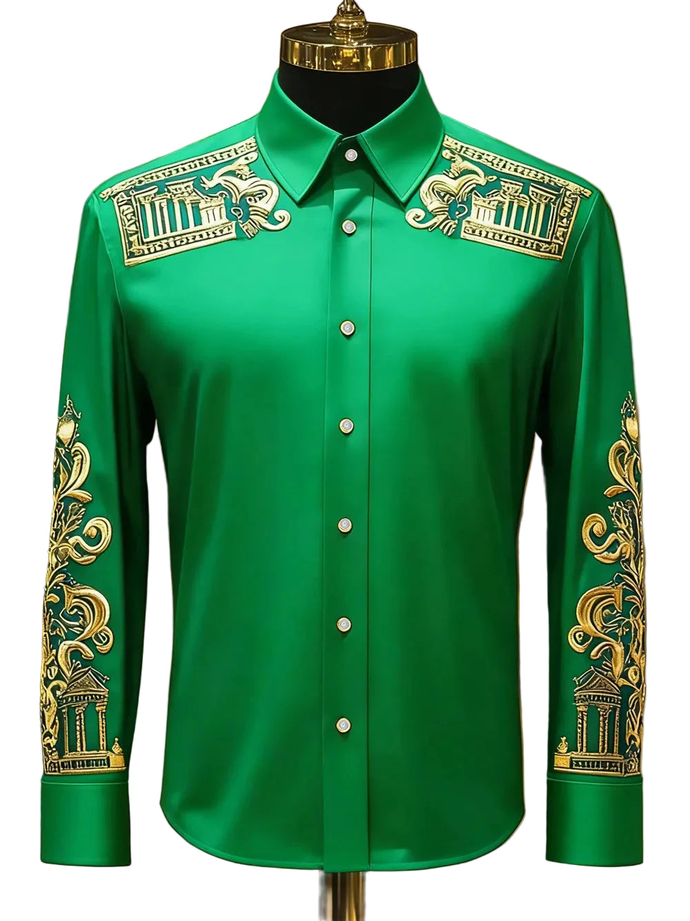 BHS - Men's Luxury Long Sleeve Shirt Gold Pattern Shirt