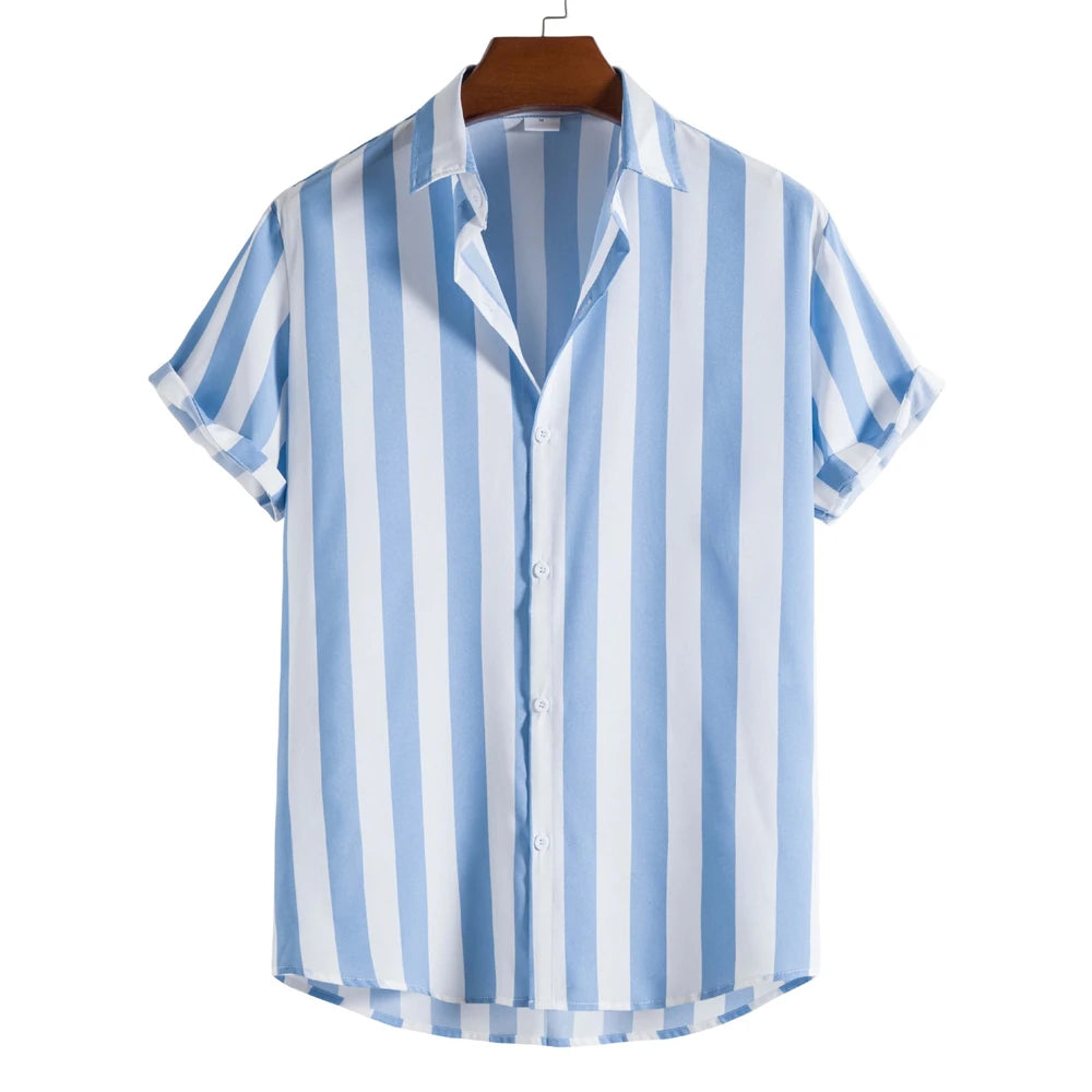 BHS - Premium Summer Striped Hawaiian Shirt – European Summer Style, Malty Color Premium Summer 2026 - Limited Edition