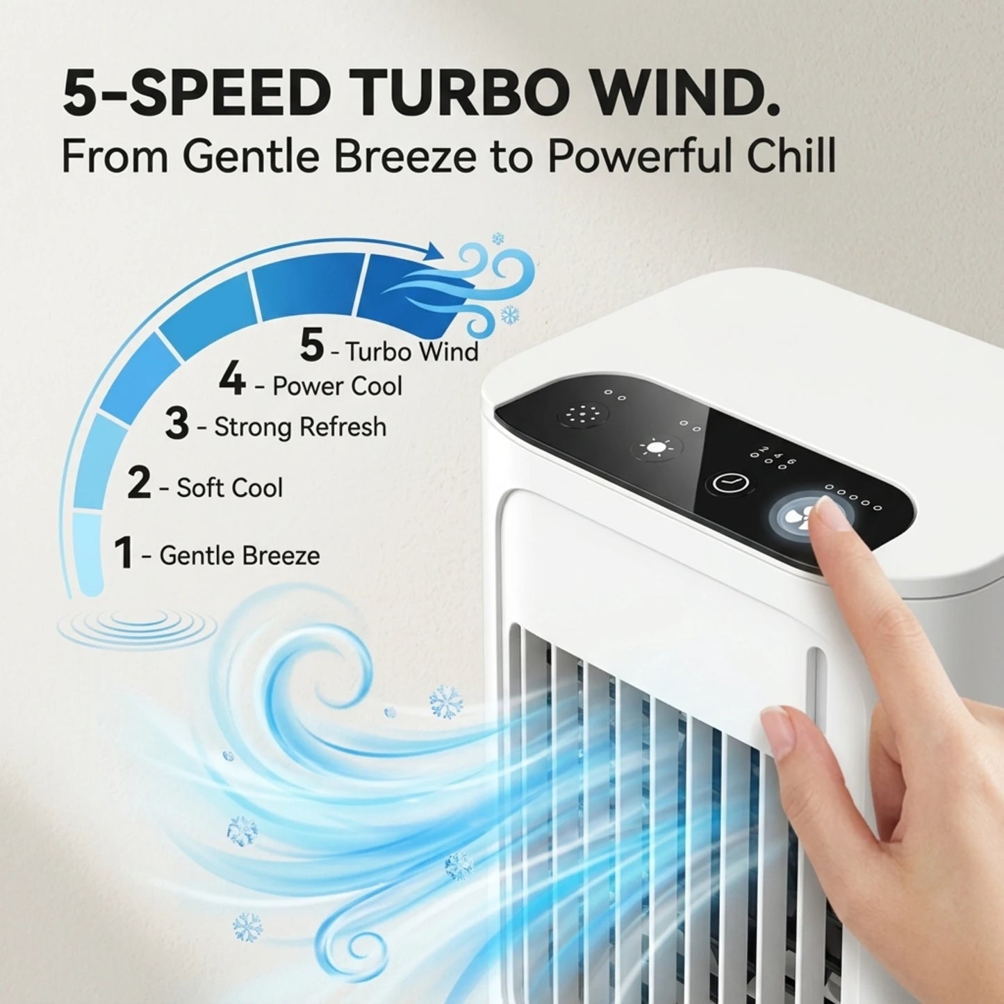 BHS - 5-Speed Portable Personal Air Cooler with LED Light & Timer