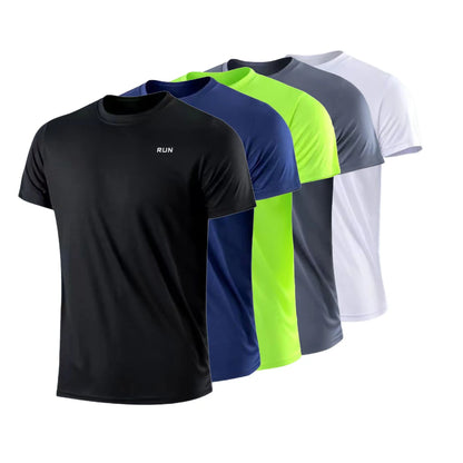 BHS - Men's Quick Dry Short Sleeve Gym Running Moisture Wicking Round Neck T-Shirt Training Exercise Gym Sport Shirt Tops