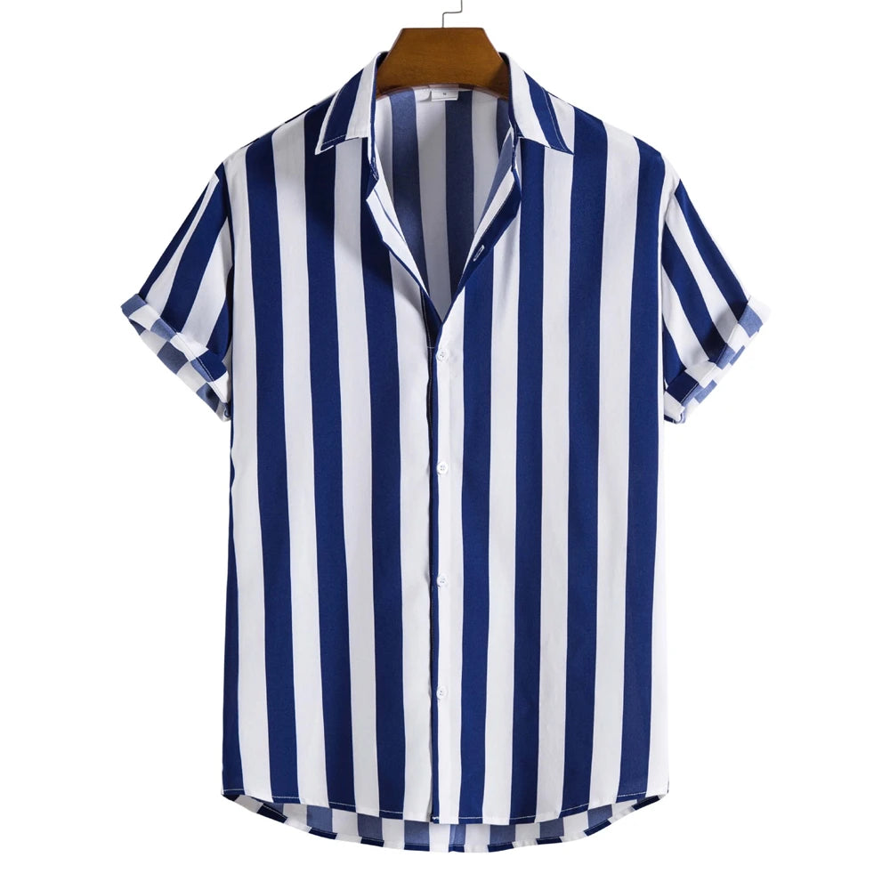 BHS - Premium Summer Striped Hawaiian Shirt – European Summer Style, Malty Color Premium Summer 2026 - Limited Edition