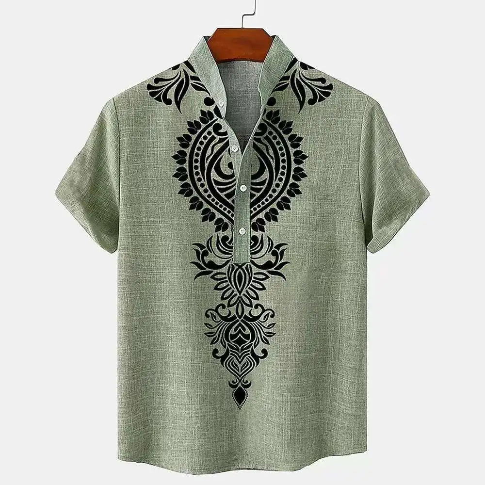 BHS - Premium Full Of Linen Stand Collar Shirt – European Luxury Style
