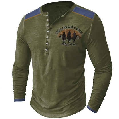 BHS - Vintage Men's T Shirt Yellowstone National Designs Long Sleeve