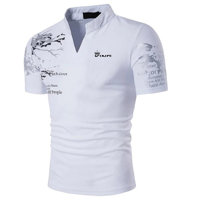 BHS - Men`s Polo Shirt Golf Shirt Graphic Prints V Neck