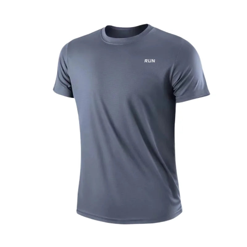 BHS - Men's Quick Dry Short Sleeve Gym Running Moisture Wicking Round Neck T-Shirt Training Exercise Gym Sport Shirt Tops