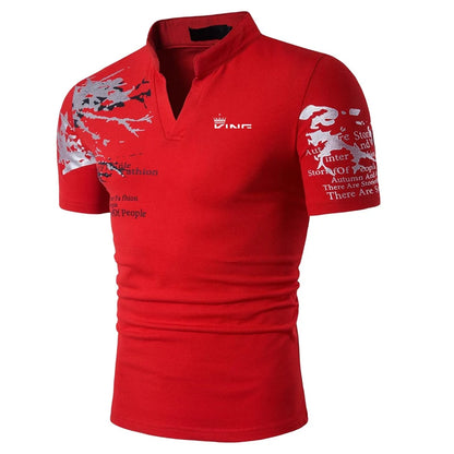 BHS - Men`s Polo Shirt Golf Shirt Graphic Prints V Neck