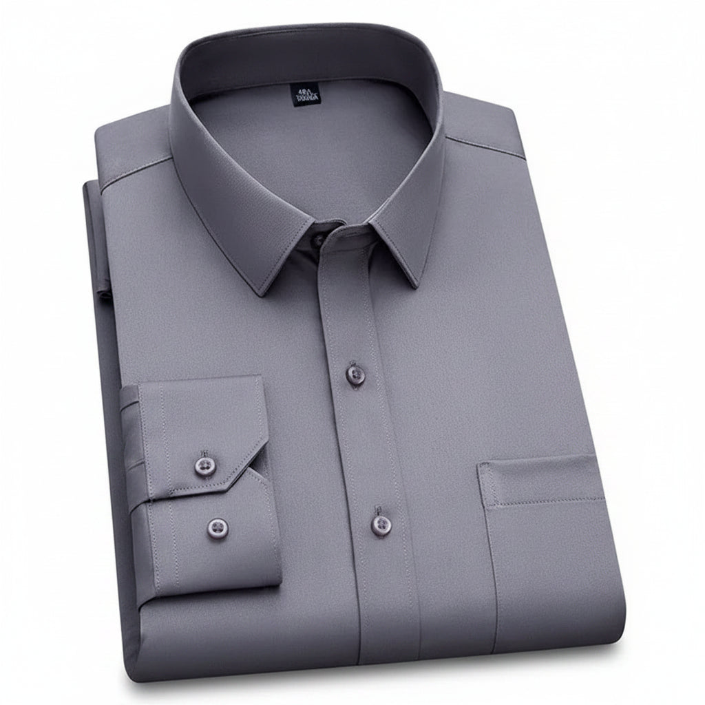 BHS - New Fashion Non-iron Shirt Anti-wrinkle Classic Solid  Business Casual Soft Wear Long Sleeve Shirts .