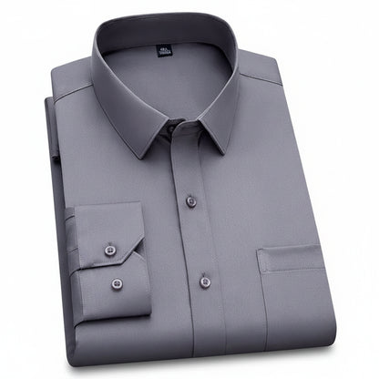 BHS - New Fashion Non-iron Shirt Anti-wrinkle Classic Solid  Business Casual Soft Wear Long Sleeve Shirts .