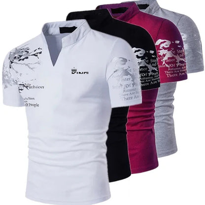 BHS - Men`s Polo Shirt Golf Shirt Graphic Prints V Neck