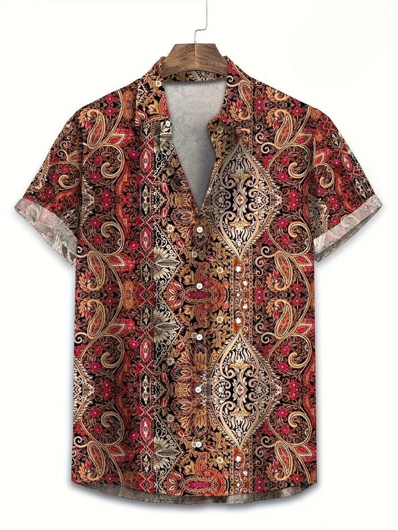 BHS - Summer Premium Paisley Hawaiian Shirt – Oversized Boho Style