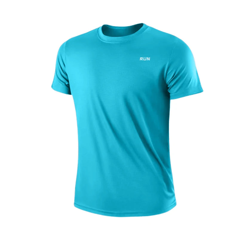 BHS - Men's Quick Dry Short Sleeve Gym Running Moisture Wicking Round Neck T-Shirt Training Exercise Gym Sport Shirt Tops