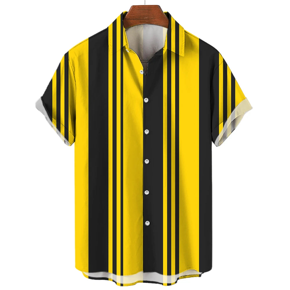 BHS - Premium Summer Striped Hawaiian Shirt – European Summer Style, Malty Color Premium Summer 2026 - Limited Edition