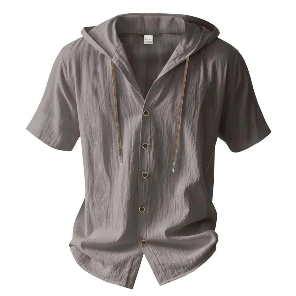 BHS - Luxury Cotton Linen Hooded Shirt – Lightweight & Refined Style